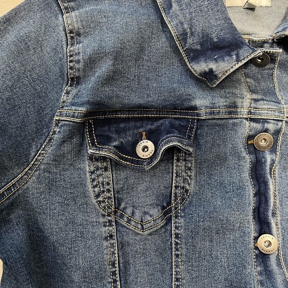 Torrid Jean Jacket Womens Plus Size 2X Blue Trucker Stretch Distressed - Picture 3 of 14